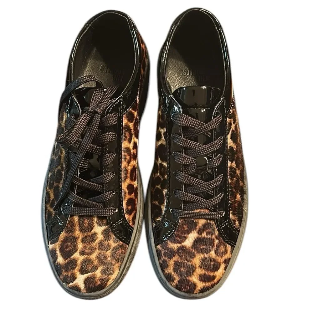 The Kooples Leopard Print Lace up Leather/Calf hair Shoes(Size 39/8)